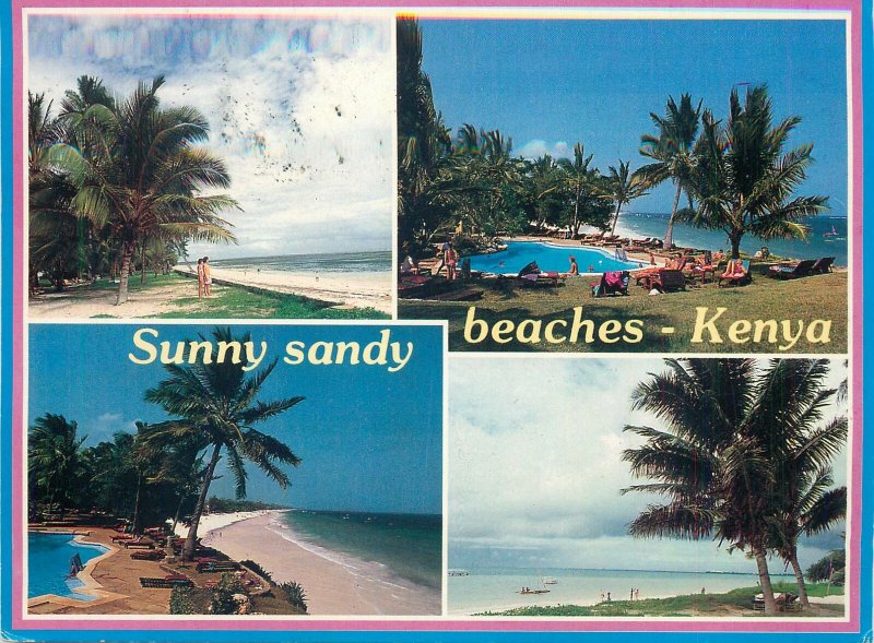 Kenya Postcard butterfly stamp franking Sunny sandy beaches