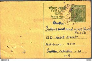 India Postal Stationery Ashoka 10p to Calcutta