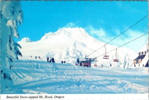 Mt Hood, OR Oregon  SKI AREA~CHAIR LIFTS~LODGE  Skiers~Skiing  4X6 Postcard