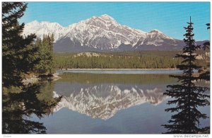 Pyramid Mountain and Reflections in the Lake, Canadian Rockies, Jasper, Alber...