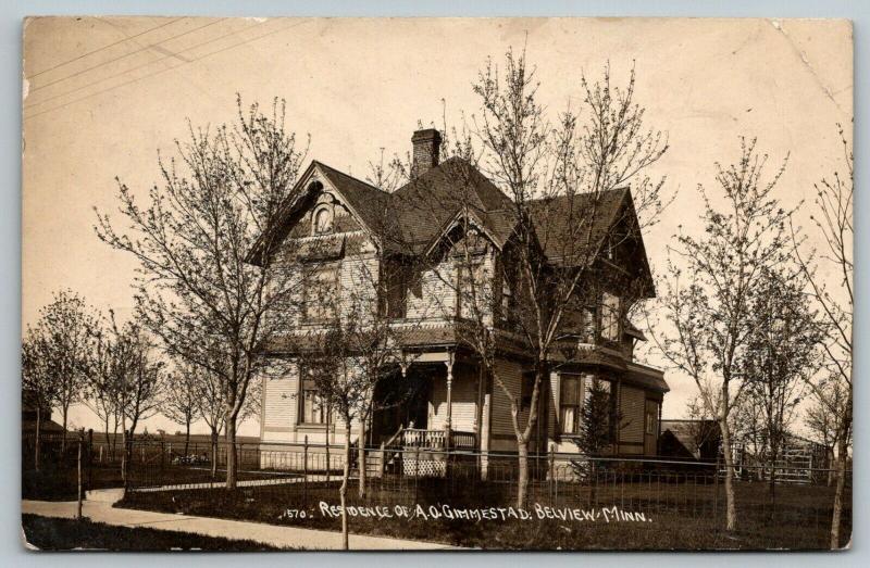 Belview Minnesota~A O Gimmestad Victorian Residence~Banker & Historian~1910 RPPC 