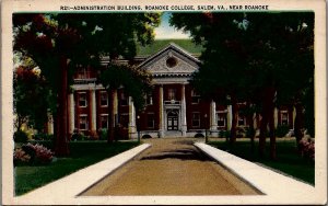 1930s ROANOKE VIRGINIA ROANOKE COLLEGE ADMINISTRATION BUILDING POSTCARD 38-217