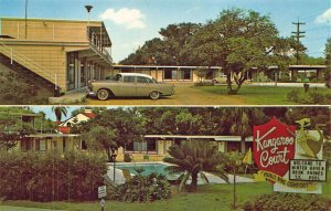 Winter Haven FL Kahiki Motel On U.S. 17 Duo-View Old Car Swimming Pool Postcard