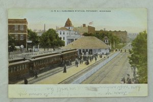 C. 1910 G. R. & I. Suburban Station, Petoskey, Michigan Vintage Postcard F29