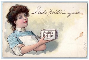 c1905 Pretty Woman I Take Pride Swift's Pride Soap Unposted Antique Postcard