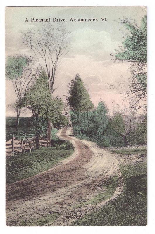 Westminster VT A Pleasant Drive Hand Colored Lithograph 1911