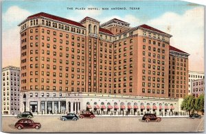 San Antonio TX-Texas, 1938 The Plaza Hotel, Street View, Vintage Postcard