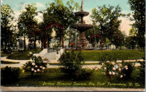 Vtg 1909 Jackson Memorial Fountain City Park Parkerburg  WV Postcard