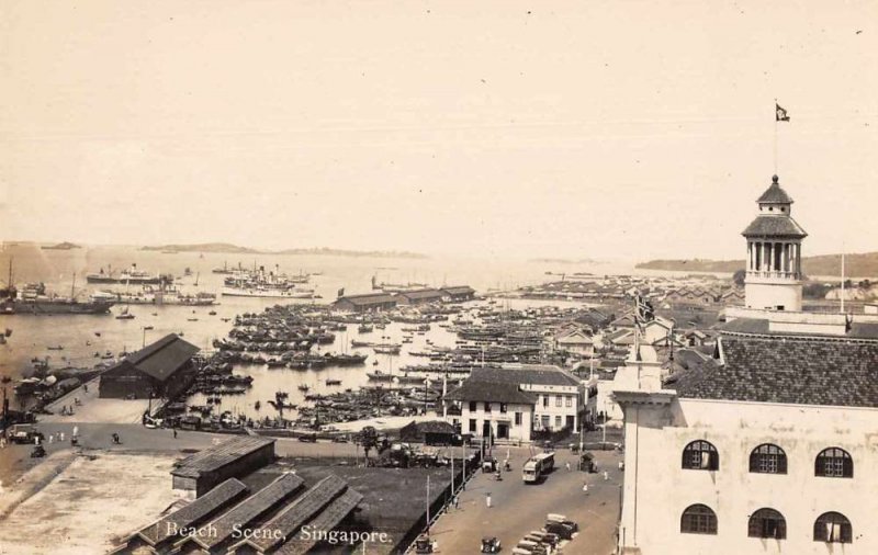 Singapore Malaya Harbor and Beach Scene Real Photo Postcard JI658412