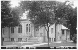 Fort Atkinson Wisconsin outside Christian Science Church real photo pc Z16974