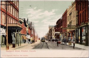 Sandwich Street Windsor Ontario ON Streetcar c1910 Postcard H37 *as is