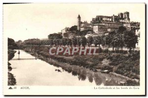 Old Postcard Auch The Cathedral And The Banks Du Gers