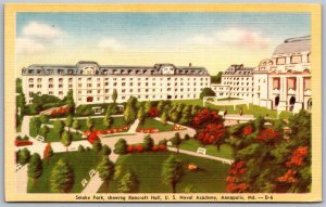 Annapolis Maryland 1940s Postcard Smoke Park Bancroft Hall US Naval Academy