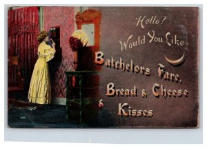 Romance Comic Batchelors Fare and Kisses  1911 DB  Postcard U3