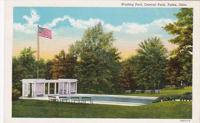 Oklahoma Tulsa Wading Pool In Central Park 1949 Curteich