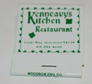 Kenneavy's Kitchen Restaurant Sister Bay Wisconsin 20 Strike Matchbook