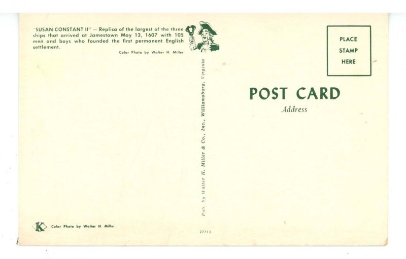 VA - Jamestown. Susan Constant III Replica Ship