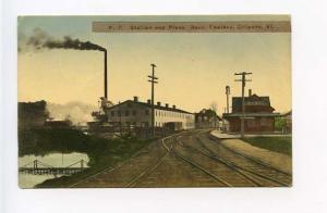 Orleans VT Piano Back Factory Railroad Station Train Depot Postcard