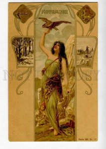 262040 ART NOUVEAU Months NOVEMBER Eagle by HEGEDUS GEIGER old