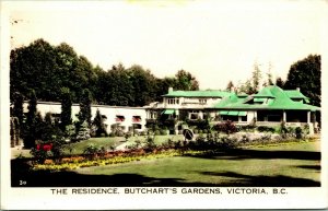 Vtg Postcard RPPC The Residence Butchart Gardens Victoria BC Unused Gowen Sutton