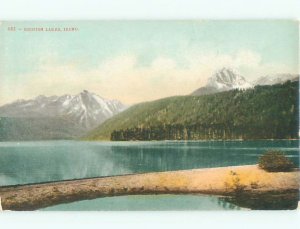 Divided-back LAKE SCENE Obsidian - Near Stanley & Grandjean Idaho ID AE4939