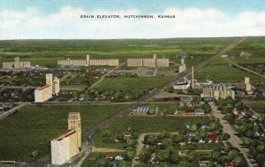Vintage Postcard 1930's Grain Elevator Bushel Storage Capacity Hutchinson Kansas