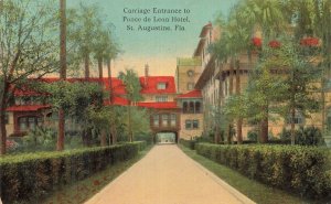 Ponce de Leon Hotel St. Augustine FL Carriage Entrance Postcard c1910s