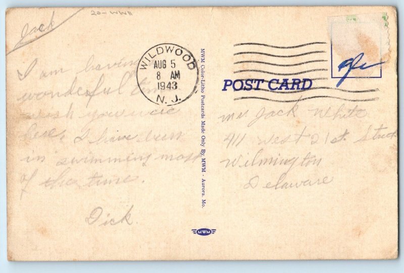 Comic Humor Angry Soldier Dating Ugly Woman Signed WWII Wildwood NJ Postcard