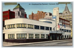 Vintage 1944 Postcard Greyhound Bus Terminal Downtown Cincinnati Ohio