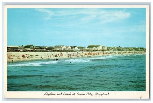 View Of Skyline And Beach At Ocean City Maryland MD Unposted Vintage Postcard 