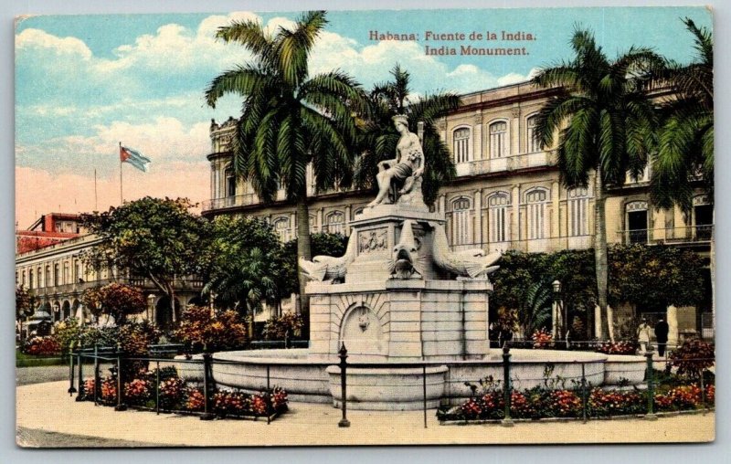 Havana  Cuba  India Monument   Postcard