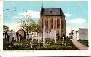 Postcard LA New Orleans St. Roch's Chapel Cemetery Detroit Photographic 1906 H28