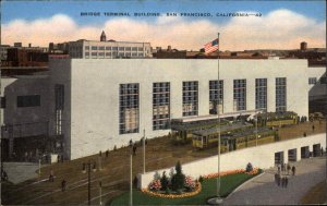 San Francisco California CA Train Trolley Streetcar Terminal LInen Postcard