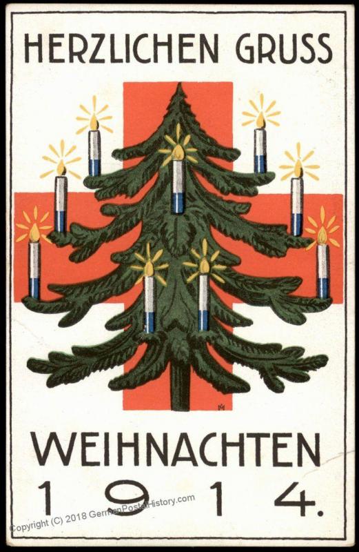 Germany 1915 WWI Weihnachten Christmas Red Cross Patriotic Card 74337