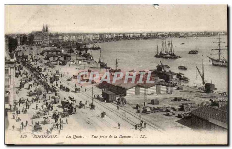 Old Postcard Bordeaux docks View from Customs