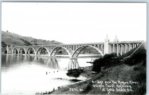 c1950s Gold Beach, Ore Rogue River RPPC Bridge Coast Hwy Real Photo RARE Vu A129