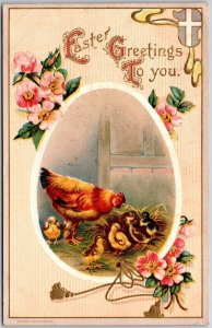 Easter Greetings To You Chicken Flower Bouquet Greetings And Wishes Postcard