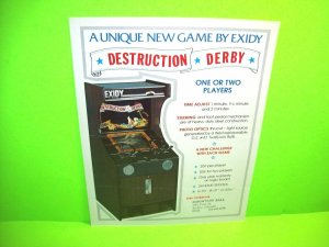 DESTRUCTION DERBY Original Classic Video Retro Arcade Game Sale Flyer 1975