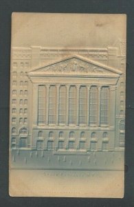 Ca 1904 Post Card NYC Stock Exchange Lt Blue & Beige Airbrushed Embossed