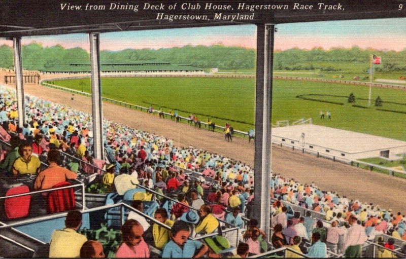 Horse Racing View From Dining Deck Of Club House Hagerstown Race Track Maryland