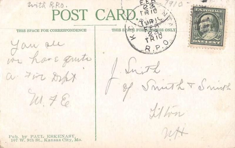 Kansas City Missouri Fire Department Fire Engine Vintage Postcard JE228808