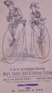 1800s Penny Farthing Bicycle Hartford Adler Clothing Victorian Trade Card