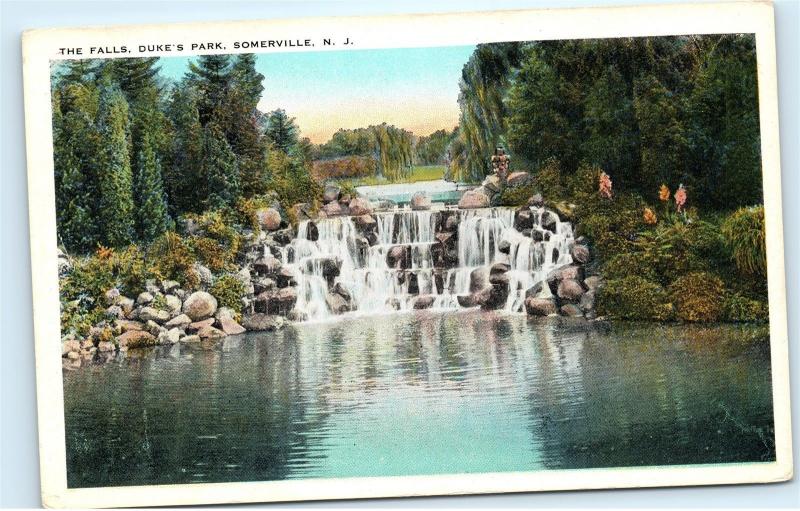Somerville New Jersey NJ Duke's Park The Falls Waterfall Vintage Postcard D22