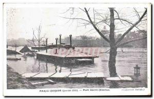 Old Postcard Paris Floods Pont Saint Nicolas