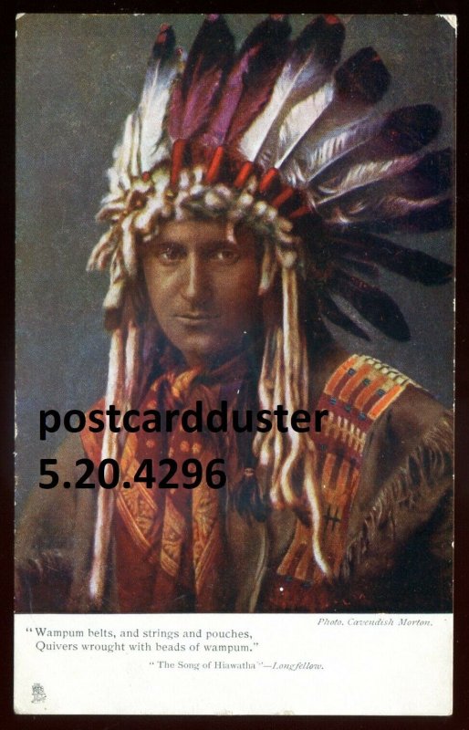 h3979 - Postcard 1910s Hiawatha Indian Warrior by Tuck. Song