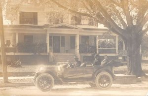 People in Automobile Car in front of House Real Photo Vintage Postcard AA22972