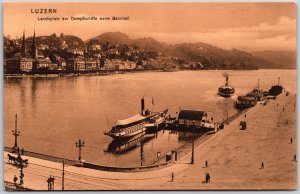 Luzern Landeplatz Der Dampfschiffe Beim Bahnhof Lucerne Switzerland Postcard