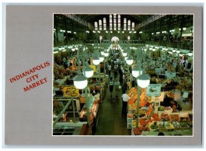 c1920's Fruits Vegetables Products Stands Indianapolis City Market IN Postcard 