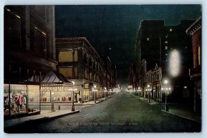 c1950's Sixth Street At Night Stores Street Lights St. Paul Minnesota Postcard