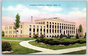 Virginia Minnesota~Municipal Hospital Bldg~Olcott Park~Moderne~Linen 1940s PC